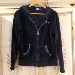 FILA Sport Black Velvet hoodie zip down front M